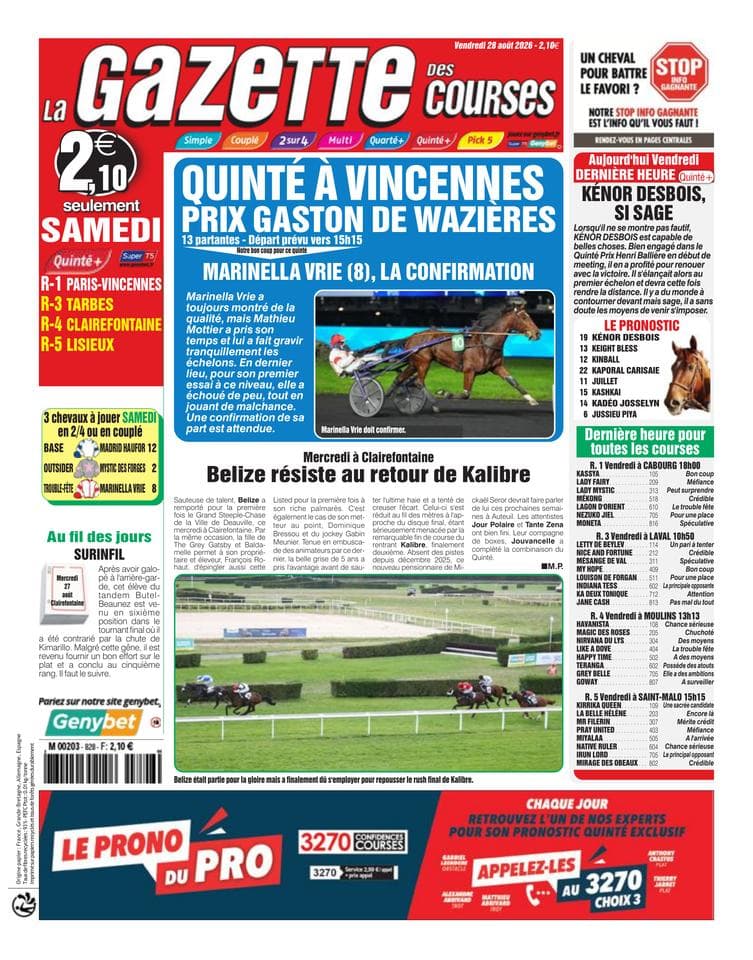 Couverture de l'édition du Vendredi 28 août 2026