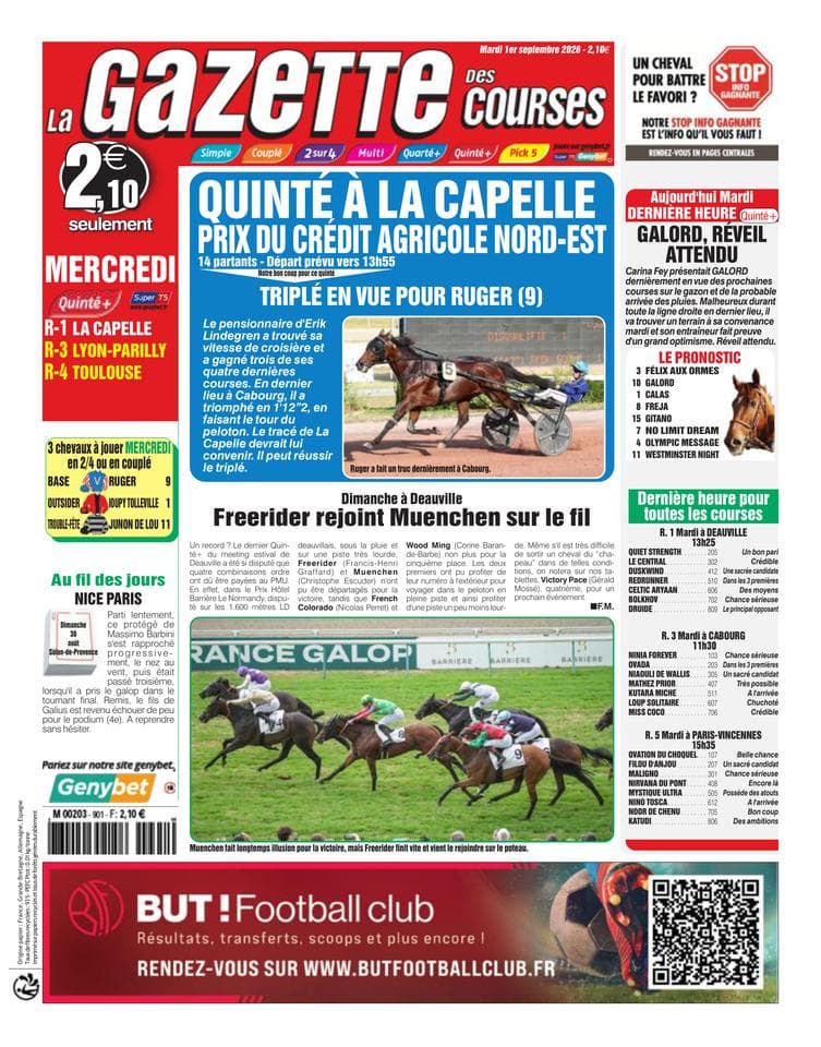 Couverture de l'édition du Mardi 1 septembre 2026